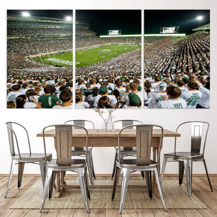 Michigan State Spartans Football Team Print - East Lansing Spartan Stadium Wall Art Canvas Print