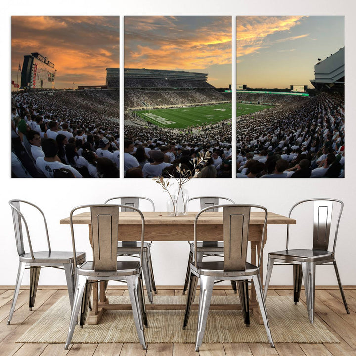 Michigan State Spartans Football Team Print - East Lansing Spartan Stadium Wall Art Canvas Print