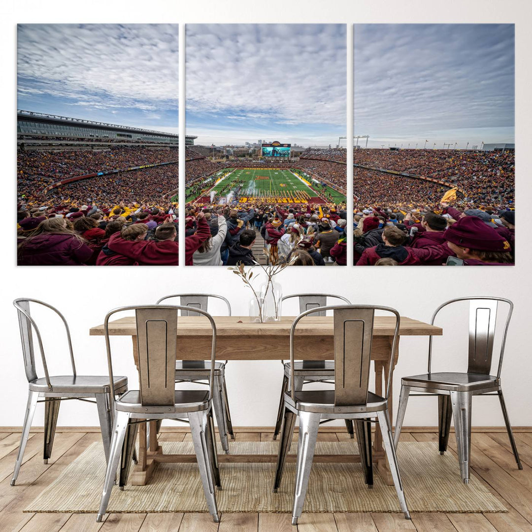 University of Minnesota Golden Gophers Football Team Print - Minneapolis Huntington Bank Stadium Wall Art Canvas Print