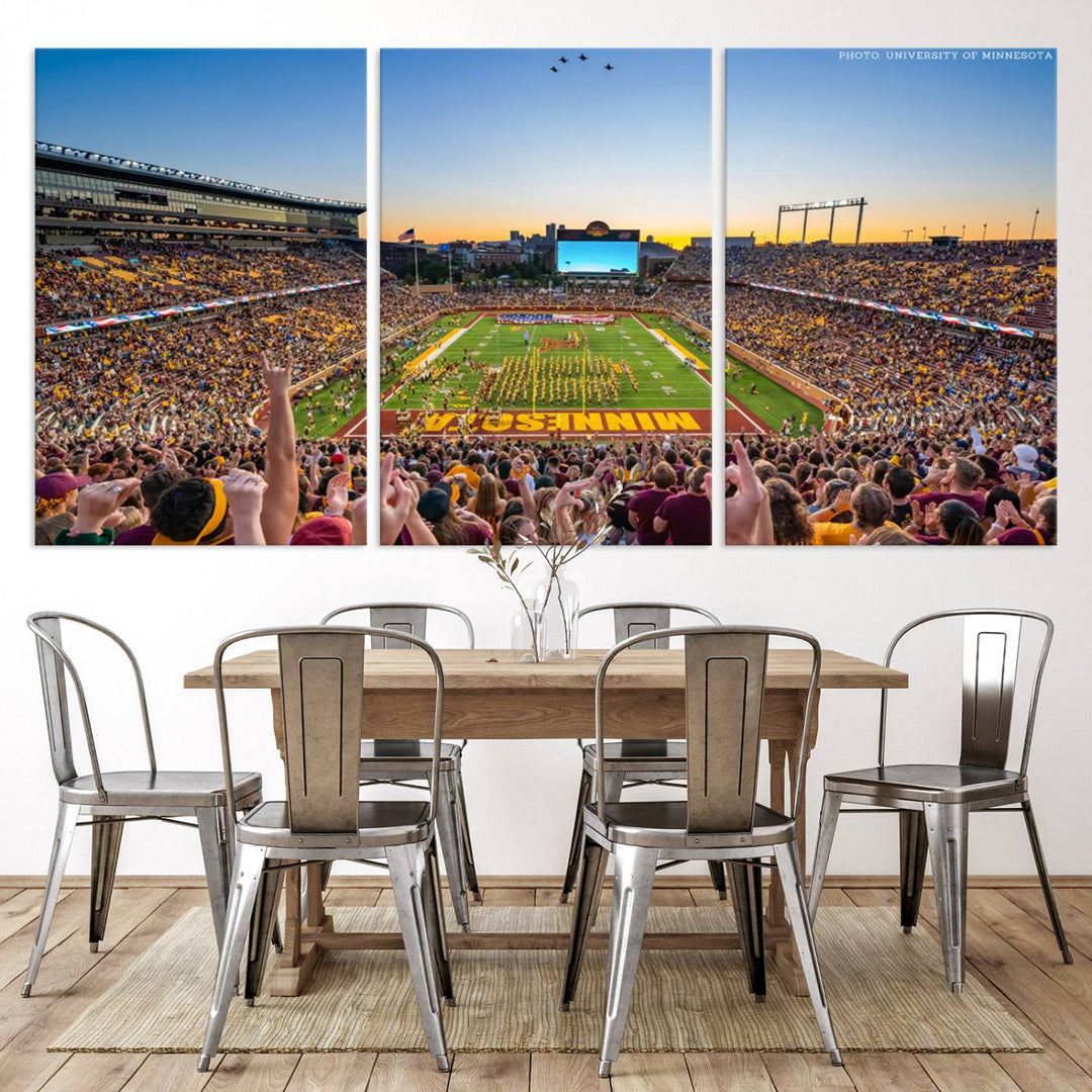 University of Minnesota Golden Gophers Football Team Print - Minneapolis Huntington Bank Stadium Wall Art Canvas Print