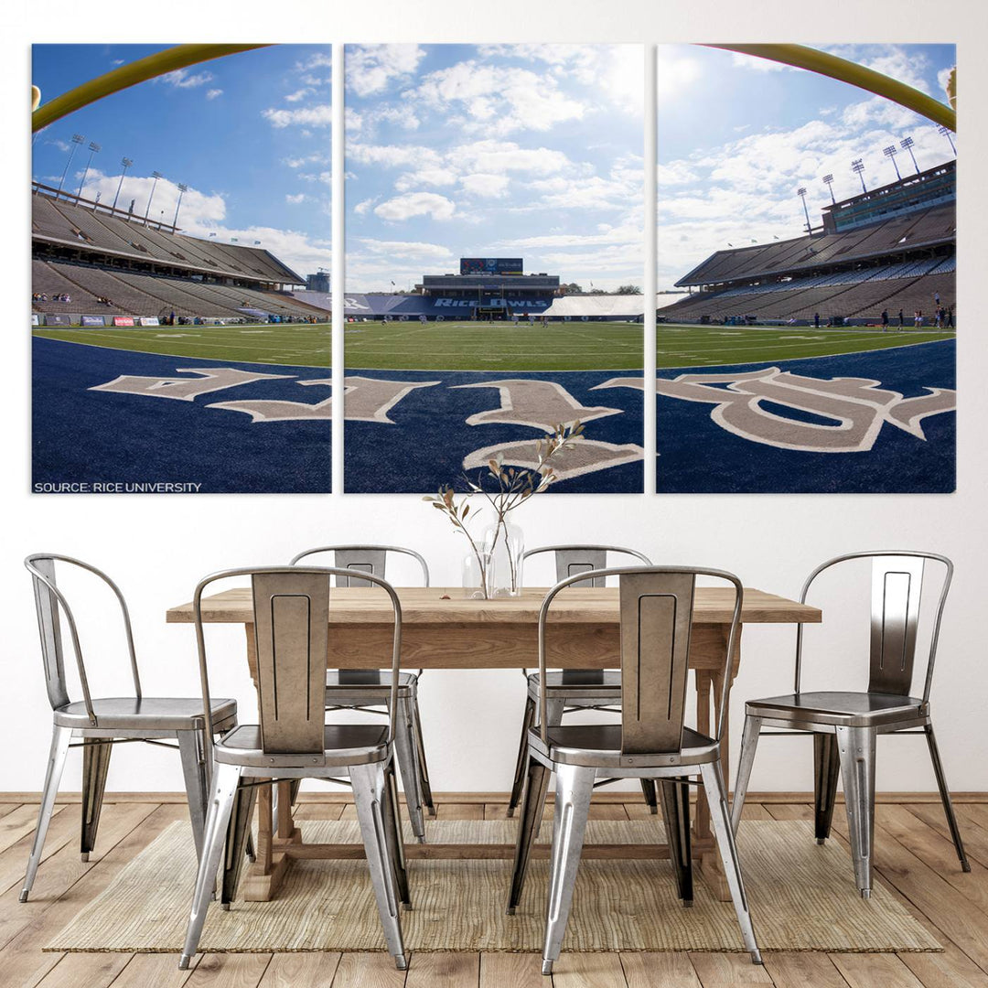 Rice University Owls Football Team Print - Houston Rice Stadium Wall Art Canvas Print