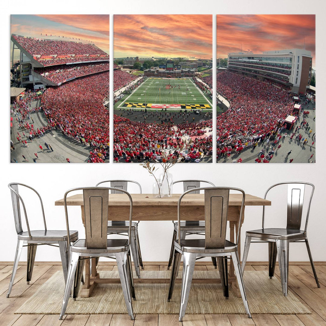 University of Maryland Terrapins Football Team Print - College Park SECU Stadium Wall Art Canvas Print