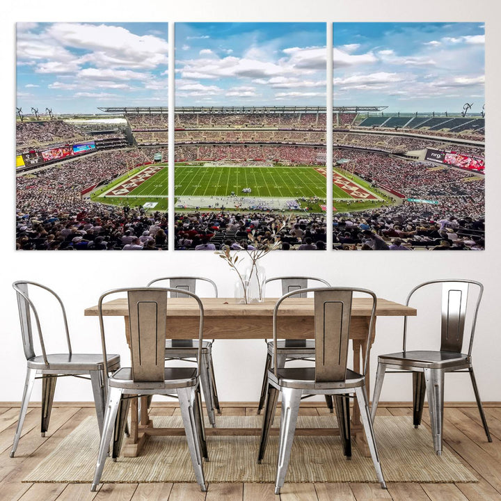 The Temple University Owls Athletics canvas print of a game at Lincoln Financial Field.