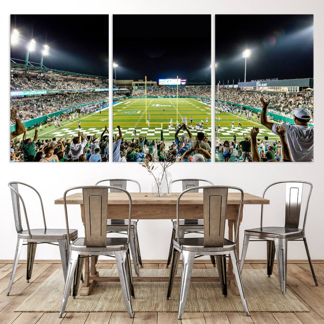 The Tulane University Green Wave Football Team Print - New Orleans Yulman Stadium Wall Art Canvas Print