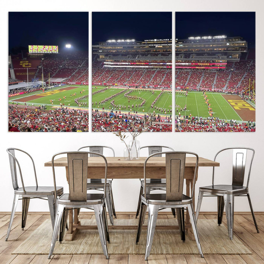 The University of Southern California USC Trojans Football Team Print - Los Angeles Memorial Coliseum Stadium Wall Art Canvas Print