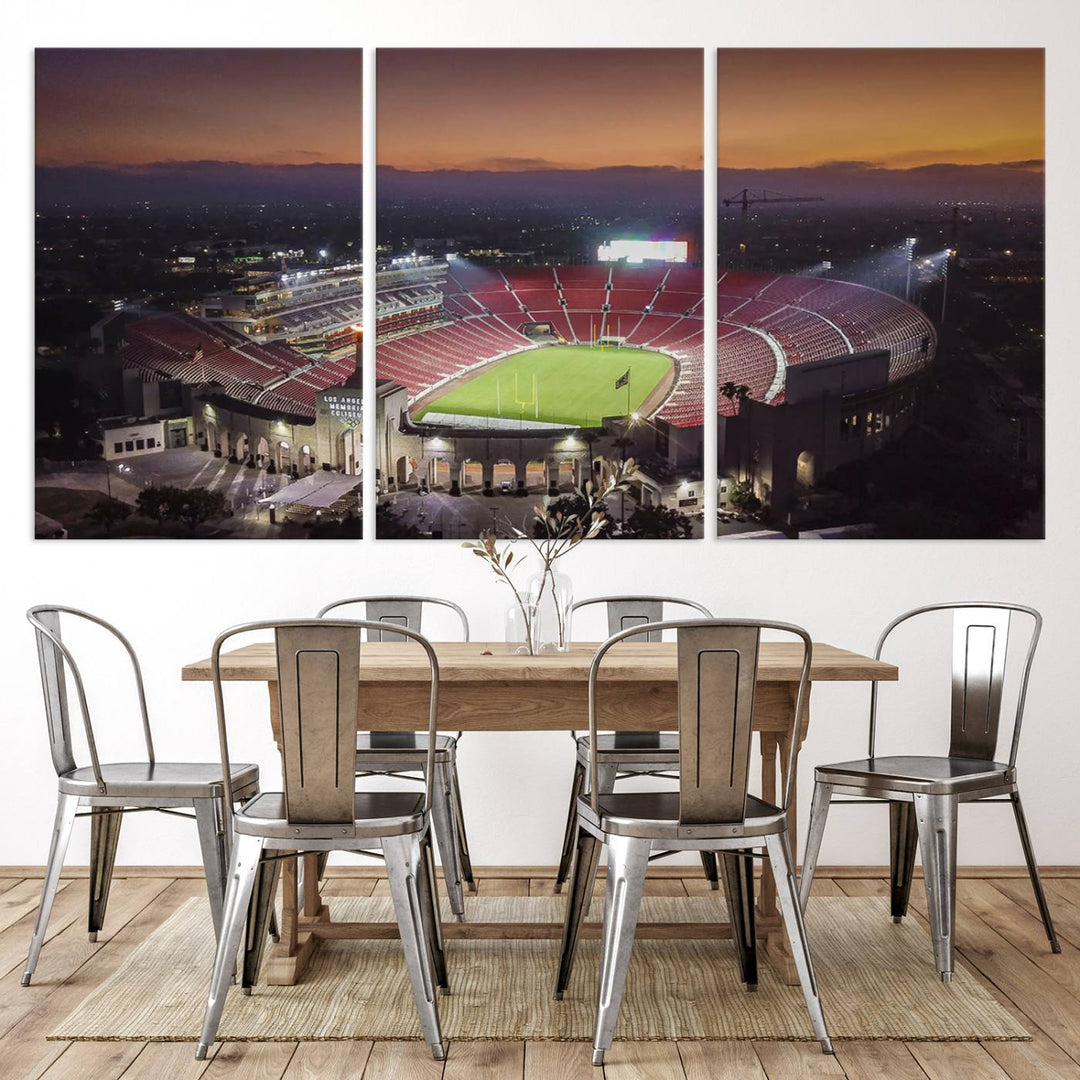 The University of Southern California USC Trojans Football Team Print - Los Angeles Memorial Coliseum Stadium Wall Art Canvas Print