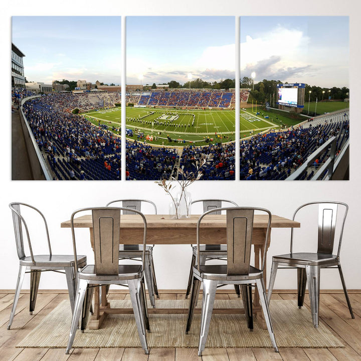 Wallace Wade Stadium print featuring a green field and sky.