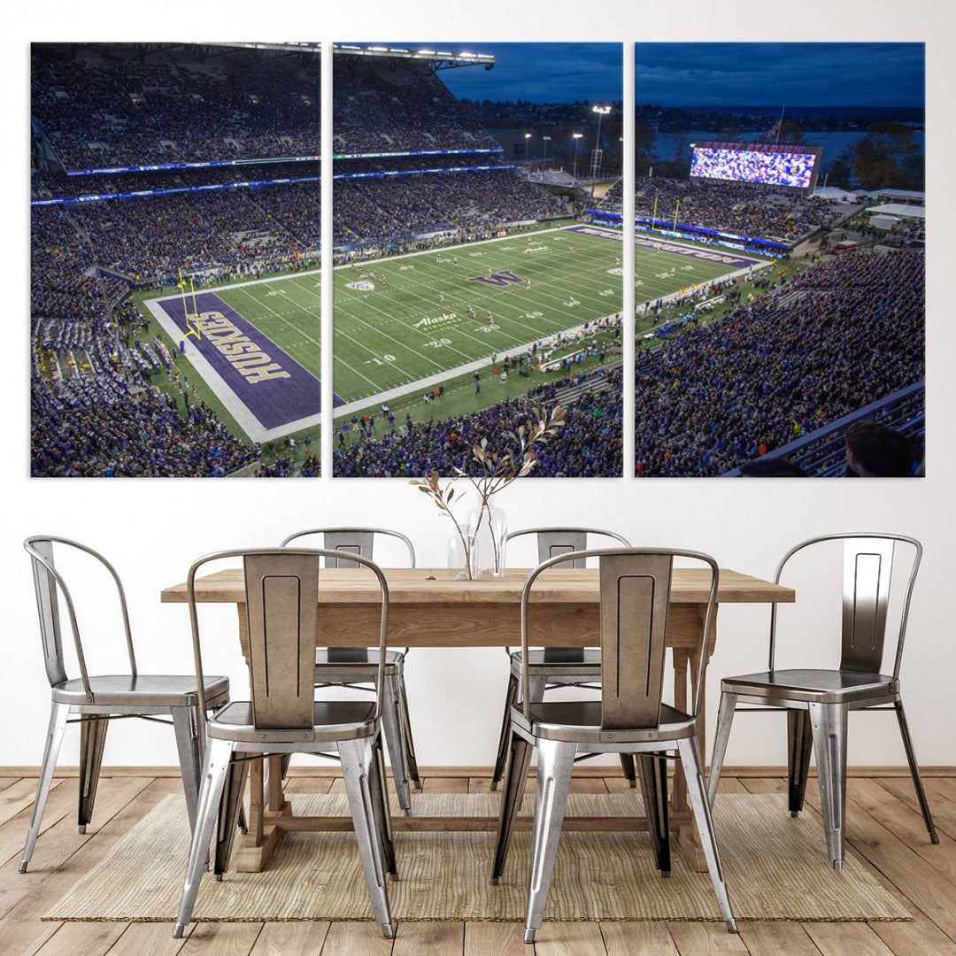 The University of Washington Huskies Football Team Print - Seattle Husky Stadium Wall Art Canvas Print