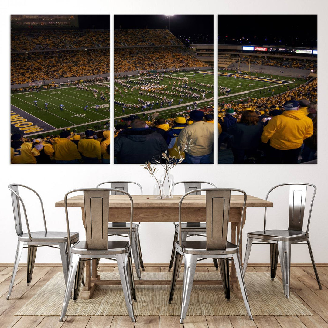 West Virginia Uni Mountaineers Football Canvas Wall Art Print.