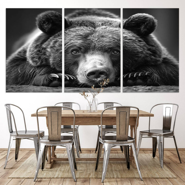 Resting Grizzly Bear Canvas Print | Ready to Hang Wall Art | Rustic Cabin & Farmhouse Decor | Wildlife Art