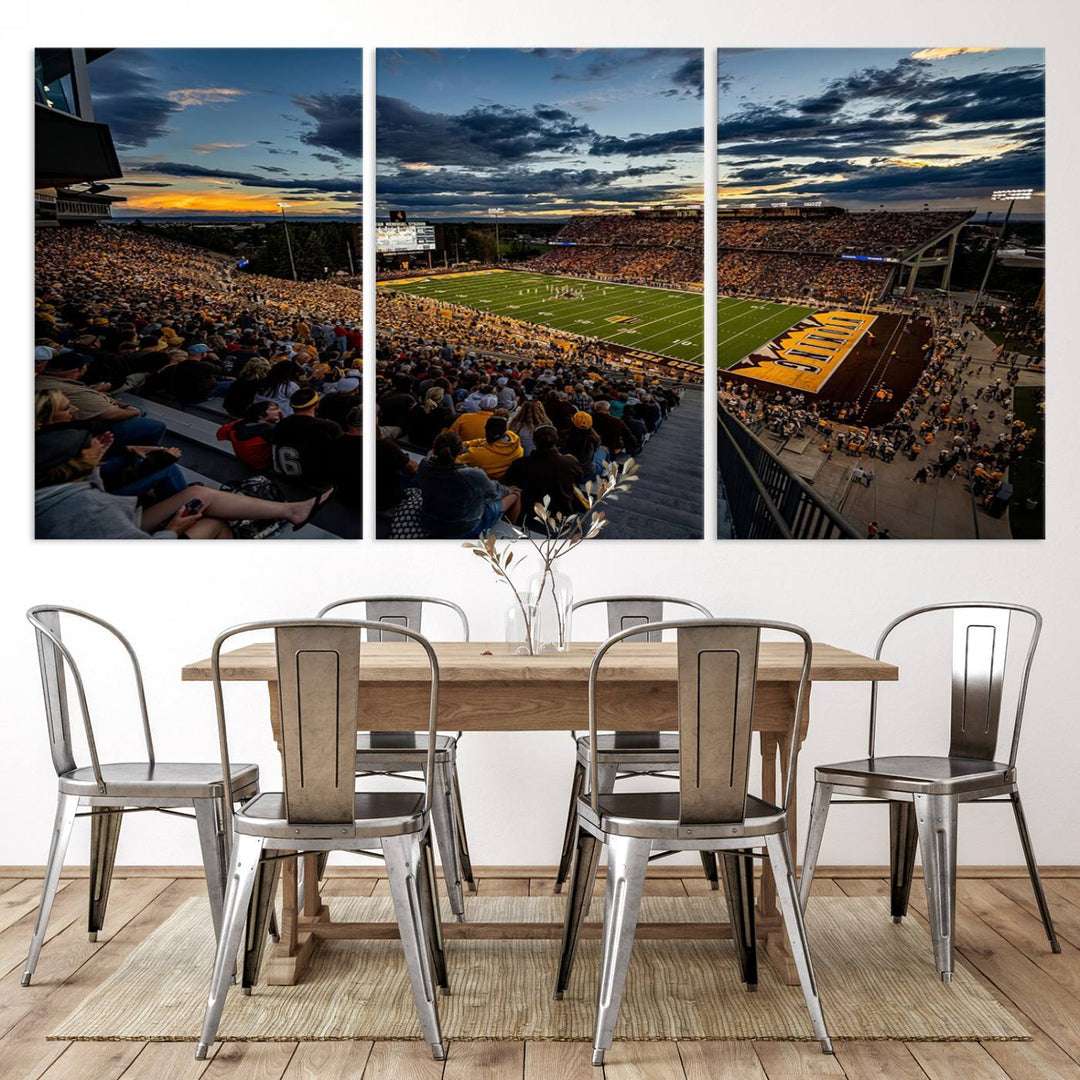 Cowboy Football War Memorial Stadium Wall Art | Ready to Hang Canvas Print of College Football Stadium at Sunset | Perfect for Sports Fans and Football Enthusiasts