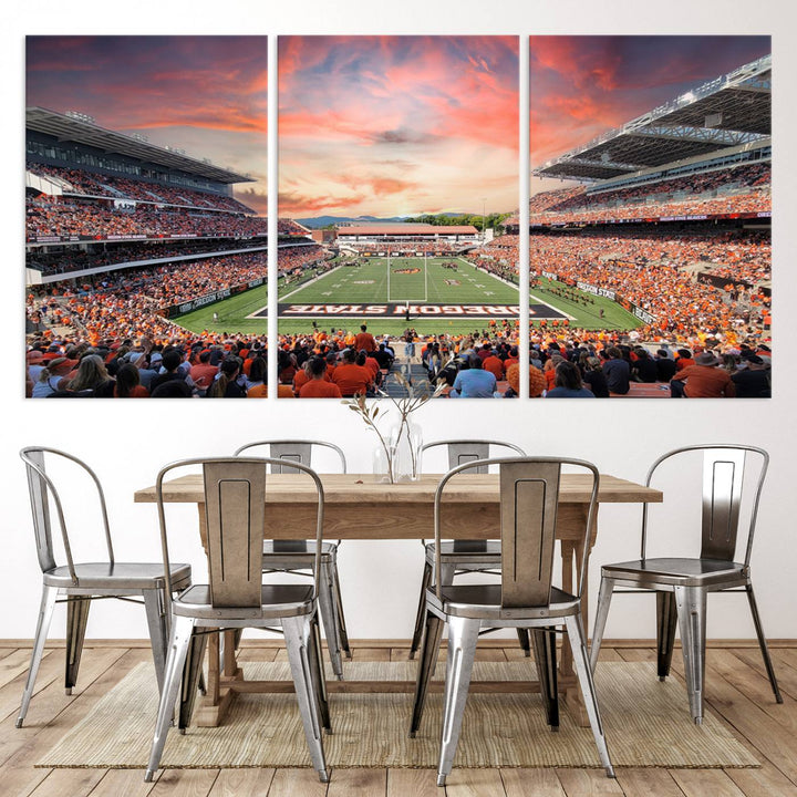 Oregon State Beavers Football Team Print - Corvallis Reser Stadium Wall Art Canvas Print