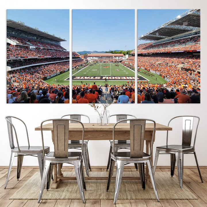 Oregon State Beavers Football Team Print - Corvallis Reser Stadium Wall Art Canvas Print