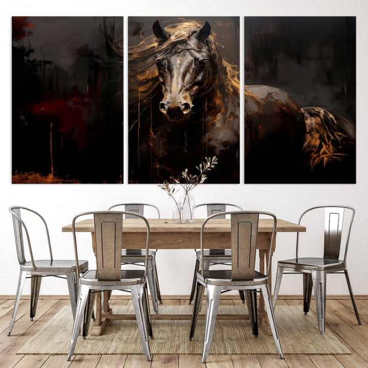 Abstract Black Horse Canvas Print | Abstract Equine Wall Art | Western Decor Print | Horse Lover Gift | Farmhouse & Cabin Wall Art