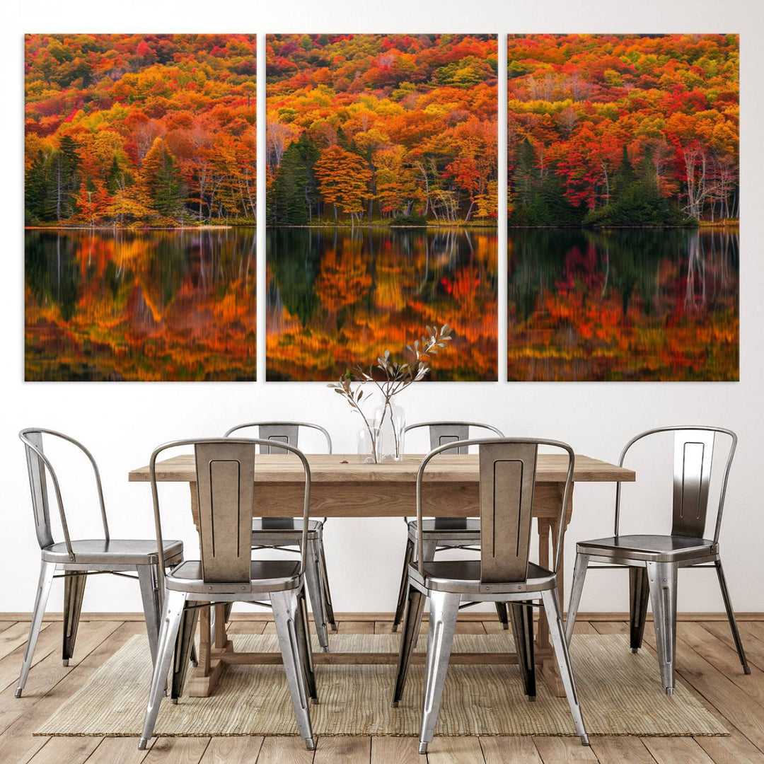 Autumn Reflection Canvas Print, Stunning Fall Foliage Wall Art, Serene Lake Landscape, Perfect Seasonal Decor Print