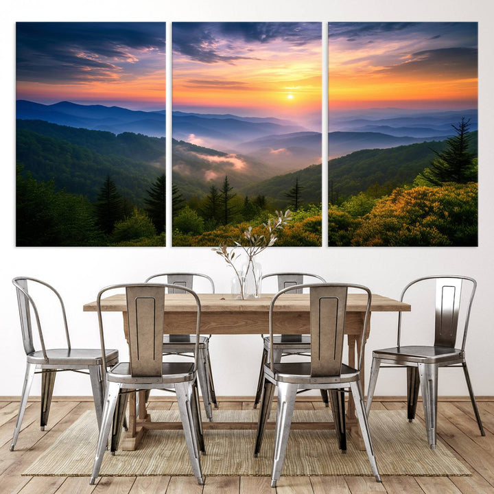 Majestic Mountain Sunrise Landscape Wall Art | Canvas Print Ready to Hang | Perfect for Farmhouse Wall Decor, Cabin Wall Art, Nature Lover’s Retreat