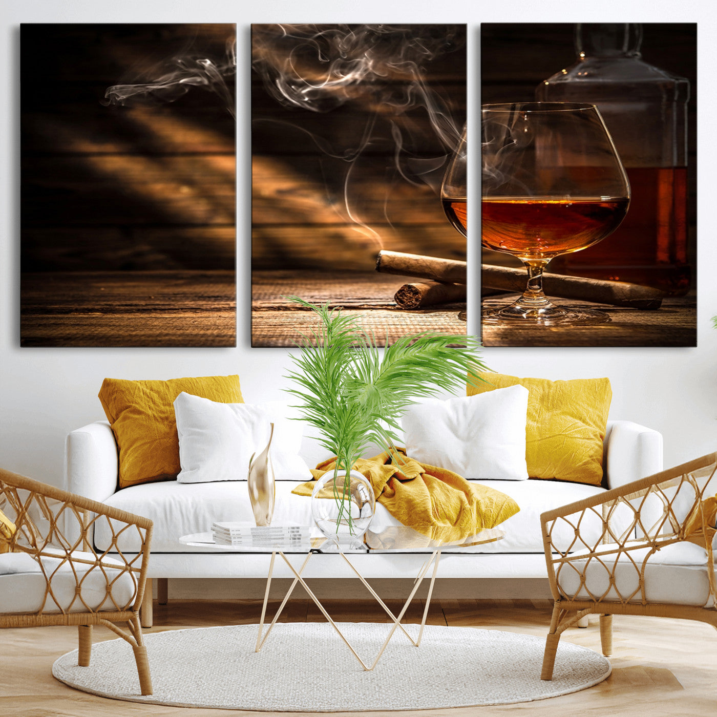 MGV-CV-60X30-3P - Whiskey and Cigar Wall Art Canvas Print