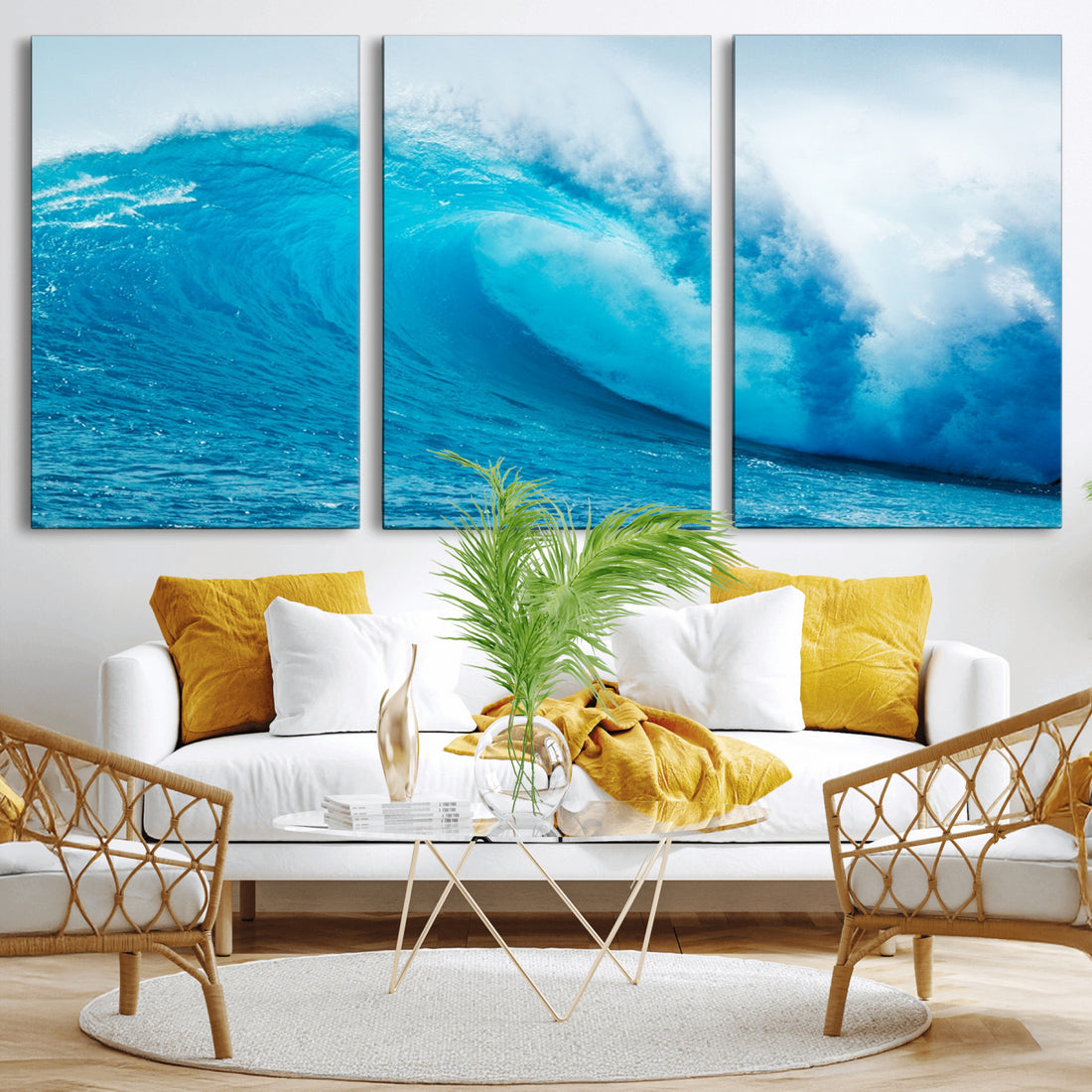 Big Ocean Surfing Wave Wall Art Canvas Print