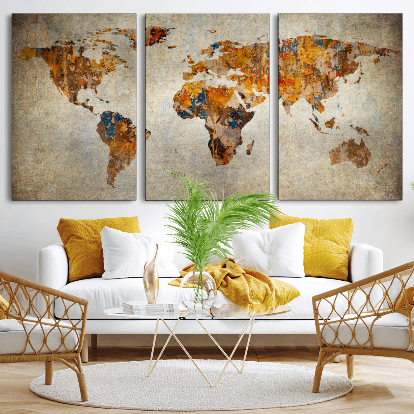 MGV-CV-60X30-3P - Push Pin World Map Canvas Print – Framed Wall Art for Couples to Track Their Travels – Anniversary
