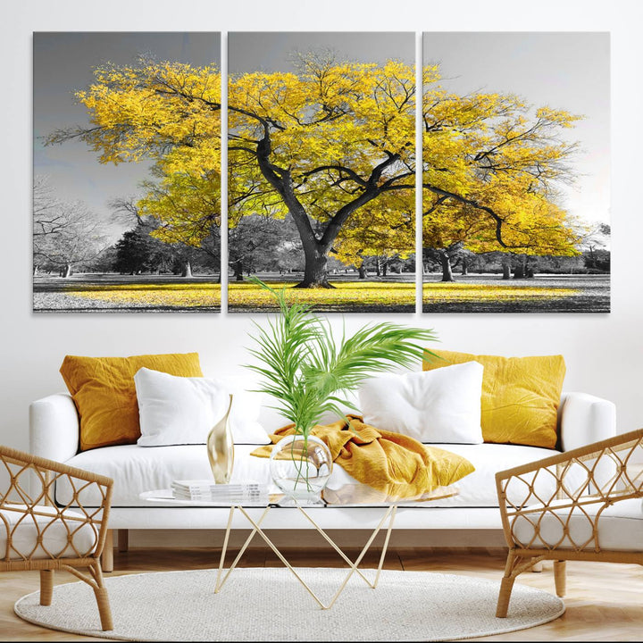 The Big Yellow Tree Canvas Print features vivid art on a ready-to-hang museum-quality canvas.