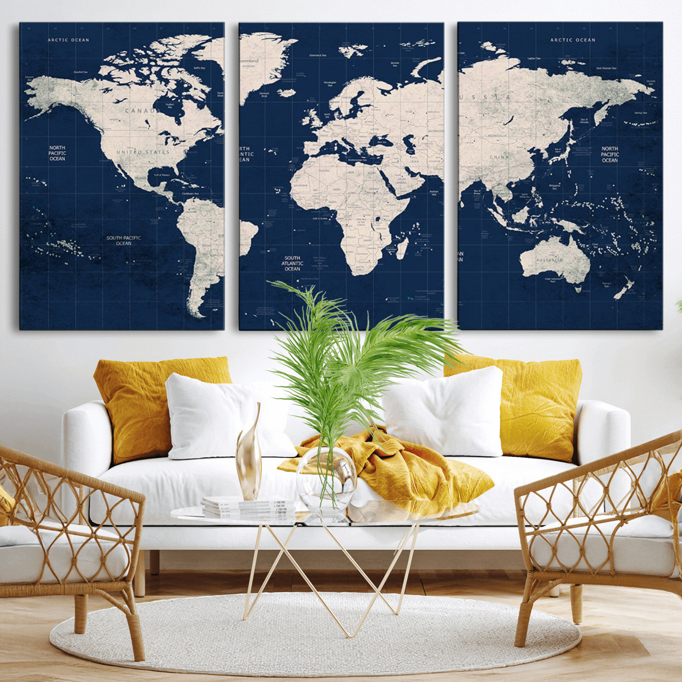 17866-MGV-CV-36X24-Push Pin World Map Canvas Print – Framed Wall Art for Couples to Track Their Travels – Anniversary