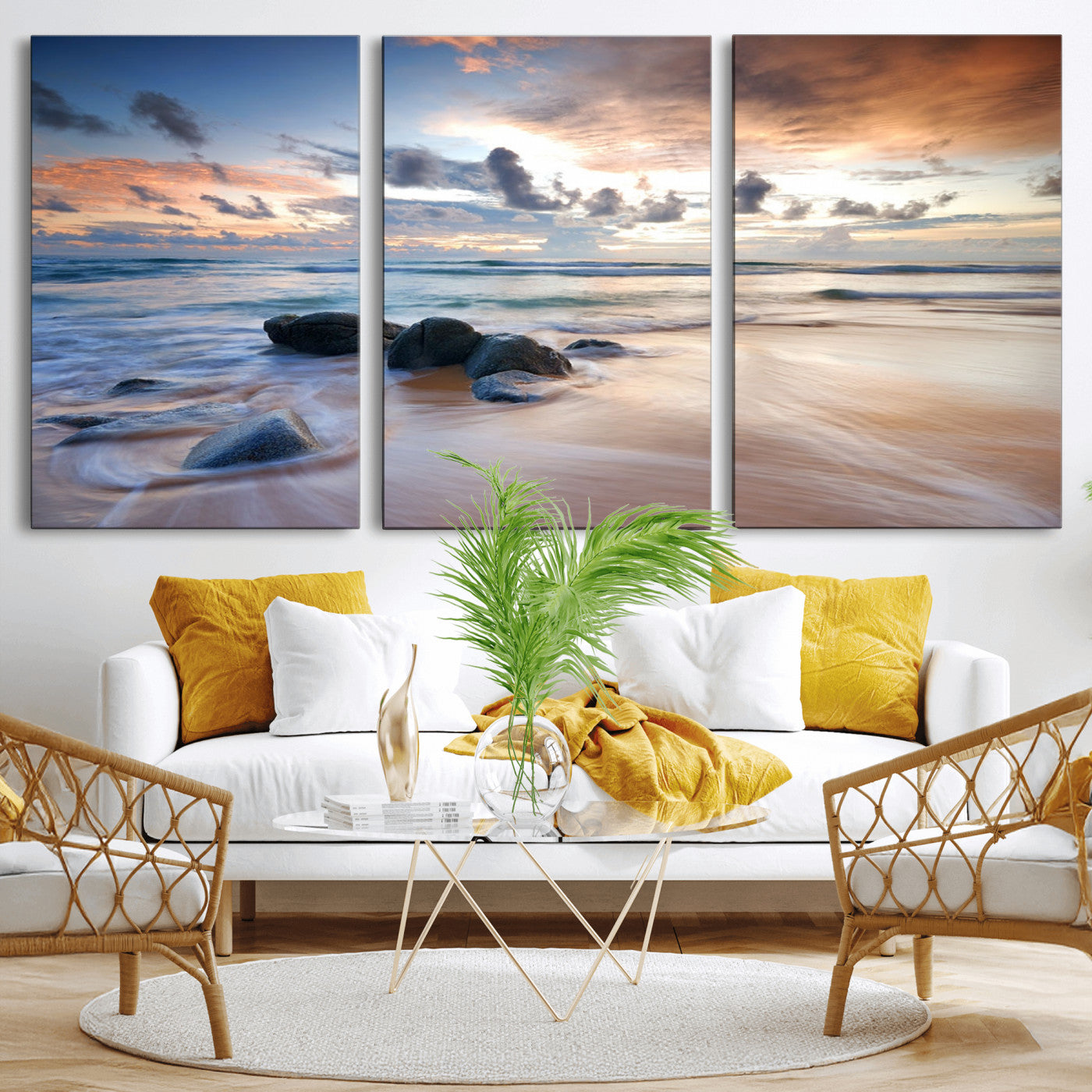 MGV-CV-60X30-3P - Serene Weather On The Beach Wall Art Canvas Print