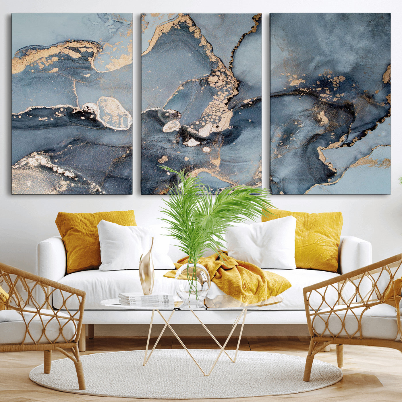 MGV-CV-60X30-3P - Multipanel Marble Fluid Effect Wall Art Abstract Canvas Wall Art Print