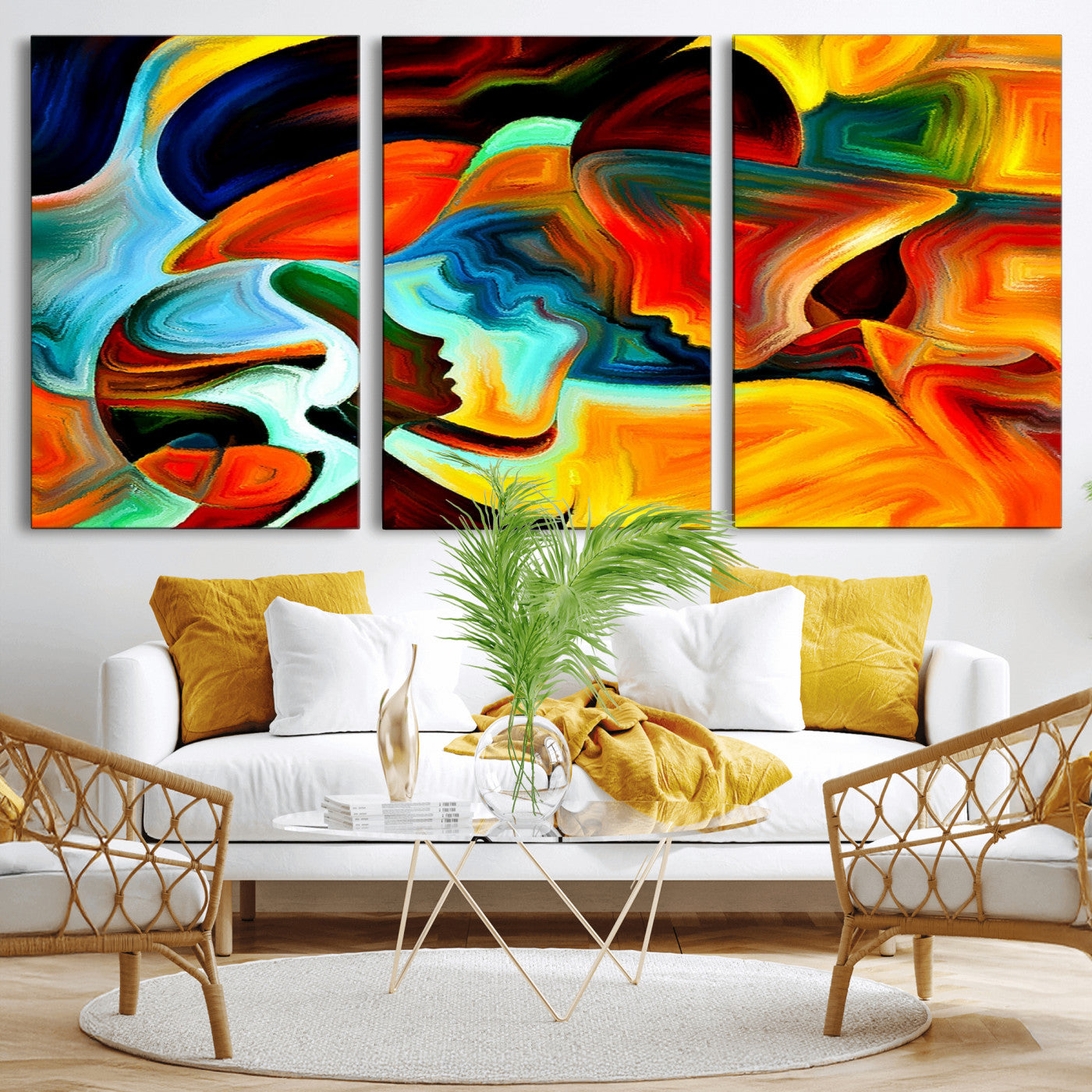 MGV-CV-60X30-3P - Human Love Figures Abstract Wall Art Canvas Print