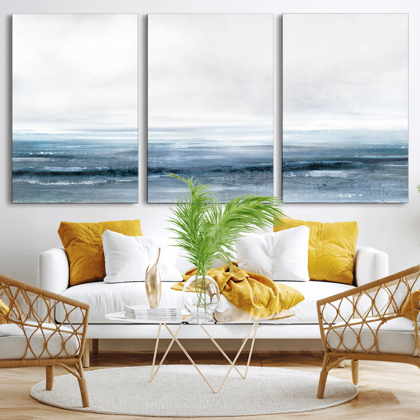 MGV-CV-60X30-3P - Blue Ocean Abstract Artwork Wall Art Canvas Print