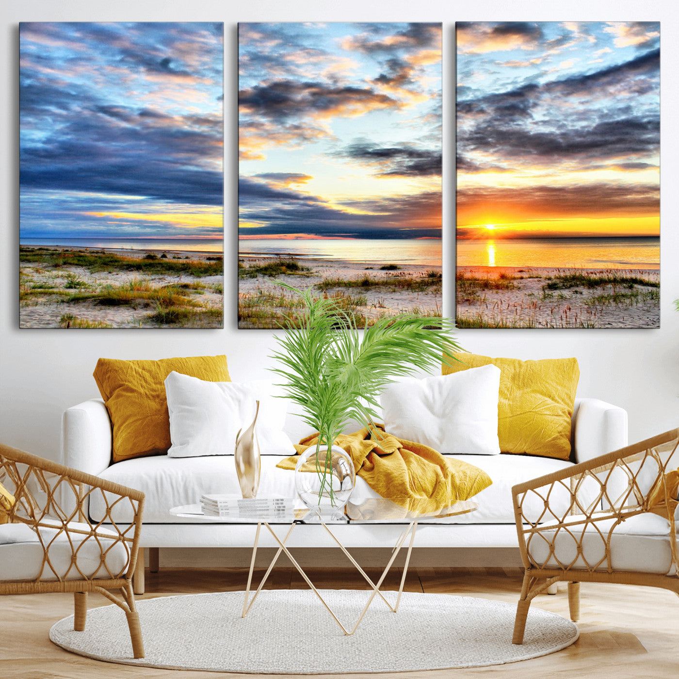 MGV-CV-60X30-3P - Sunset On The Ocean Wall Art Canvas Print