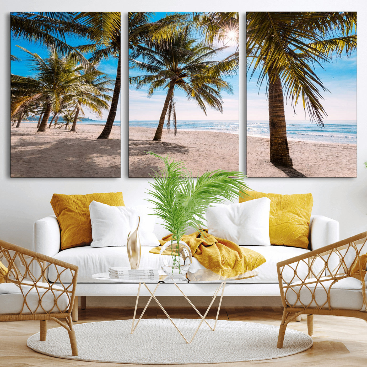 MGV-CV-60X30-3P - Palm Beach Tropical Island Wall Art Canvas Print