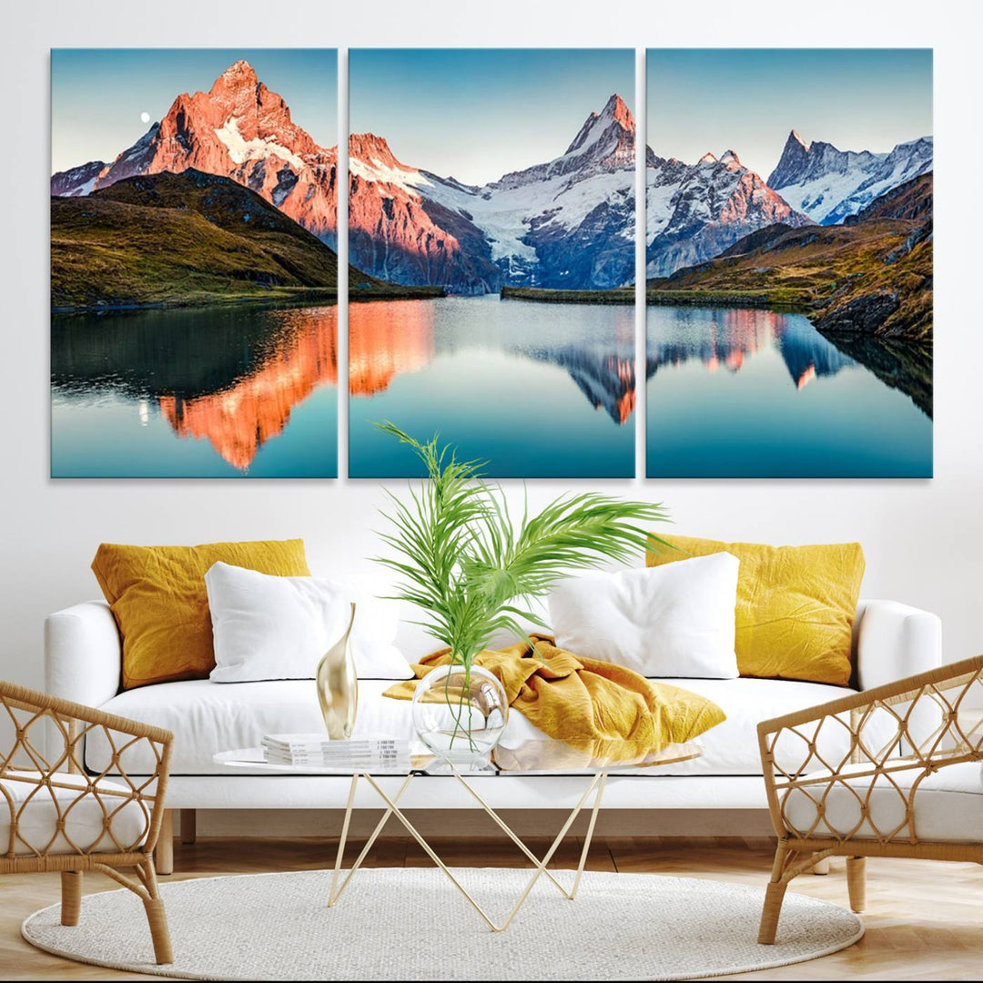 Landscape Mountain and Lake View Wall Art Canvas Print.