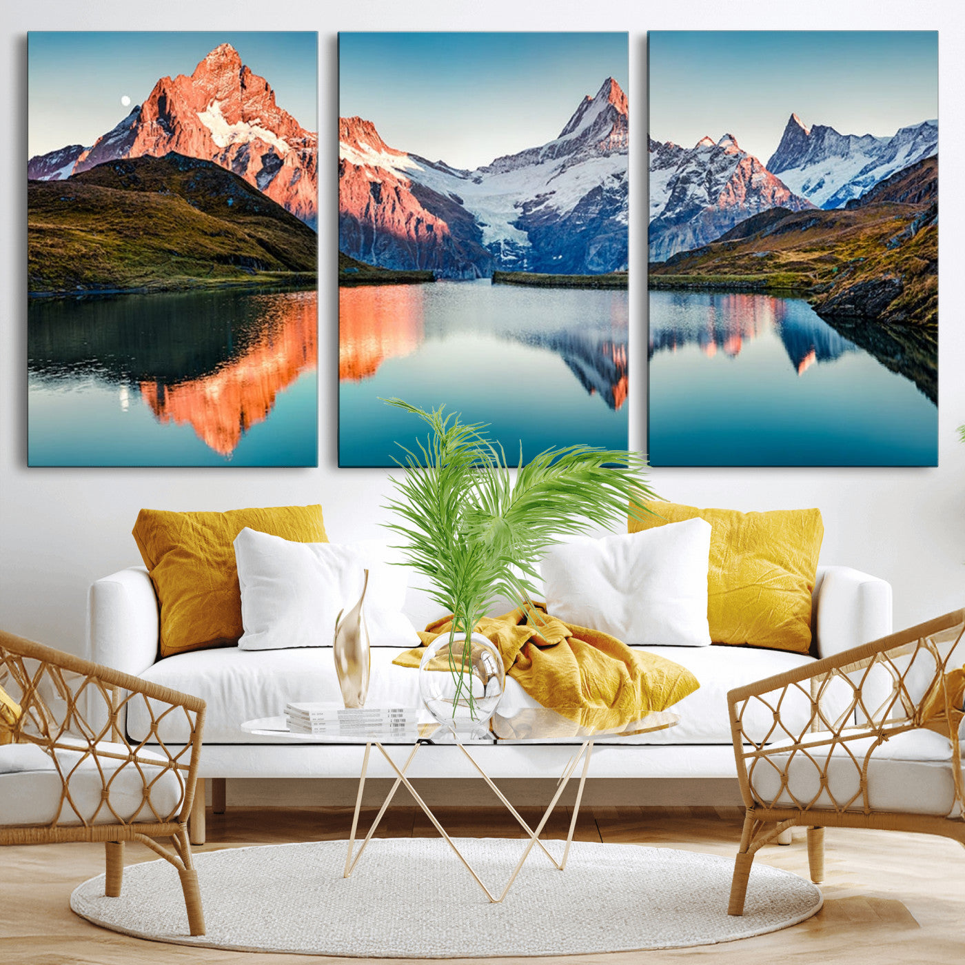 MGV-CV-60X30-3P - Landscape Mountain and Lake View Wall Art Canvas Print