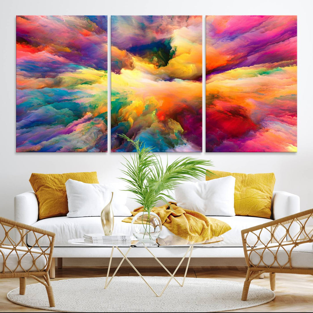 Blazing Vibrant Colors Cloud-like Wall Art Canvas Print adds flair to the space.