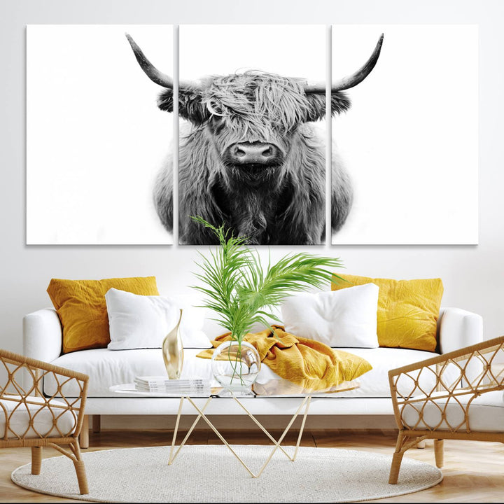 Highland Cow Canvas hanging prominently.