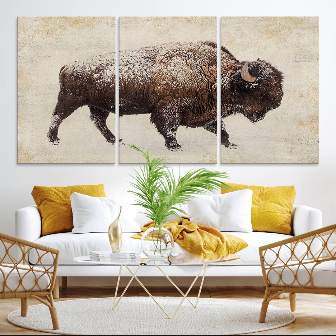 Buffalo Wall Art above a sideboard.