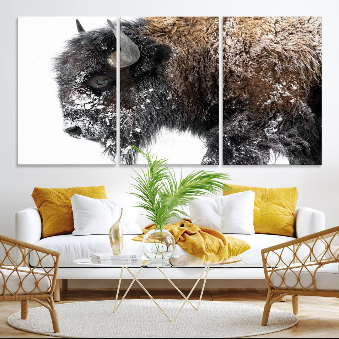 The American Bison Wall Art Print is prominently displayed on the wall.