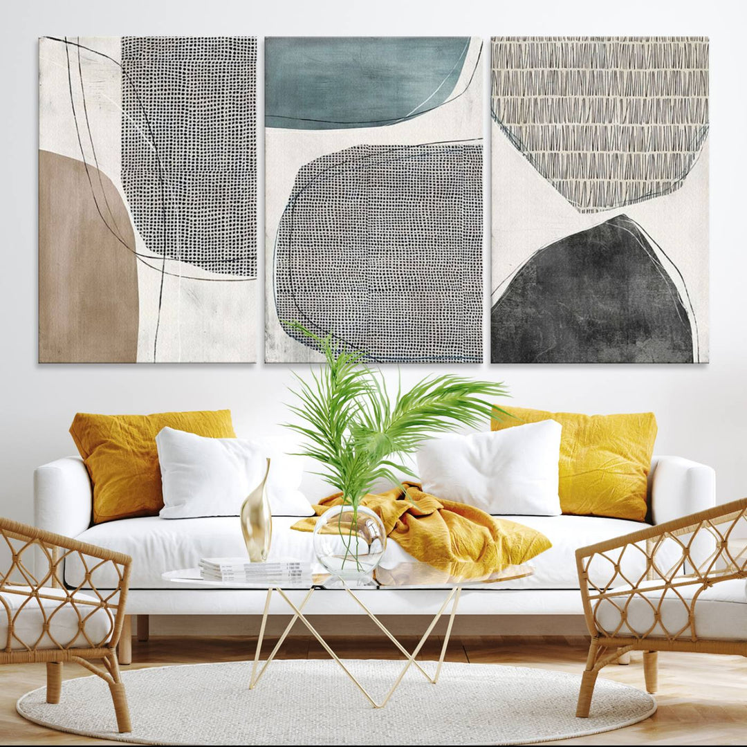 A UV-protective Canvas Print Wall Art Abstract Illustrs Art Boho of geometric shapes.