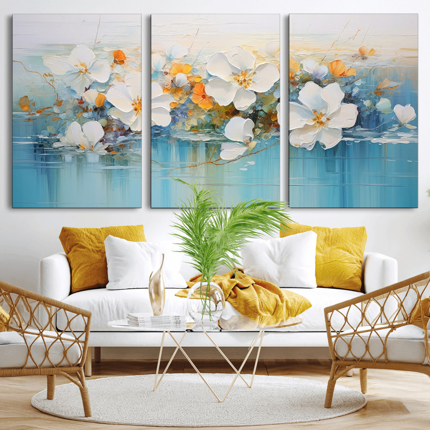 MGV-CV-60X30-3P - Abstract Flower Wall Art Canvas Print