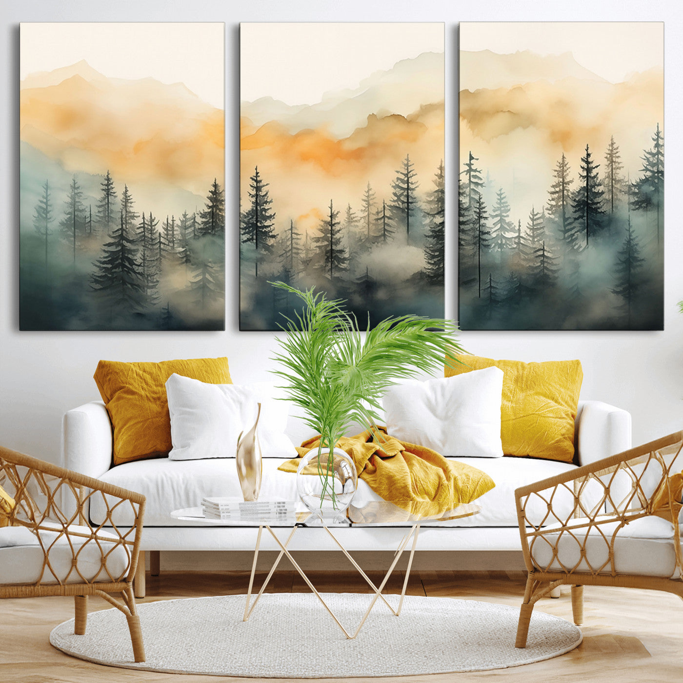 34155-MGV-CV-36X24-Abstract Forest Print - Mountain Wall Art | Autumn Landscape Canvas Print for Living Room, Bedroom, or Office | Large Wall Art Decor