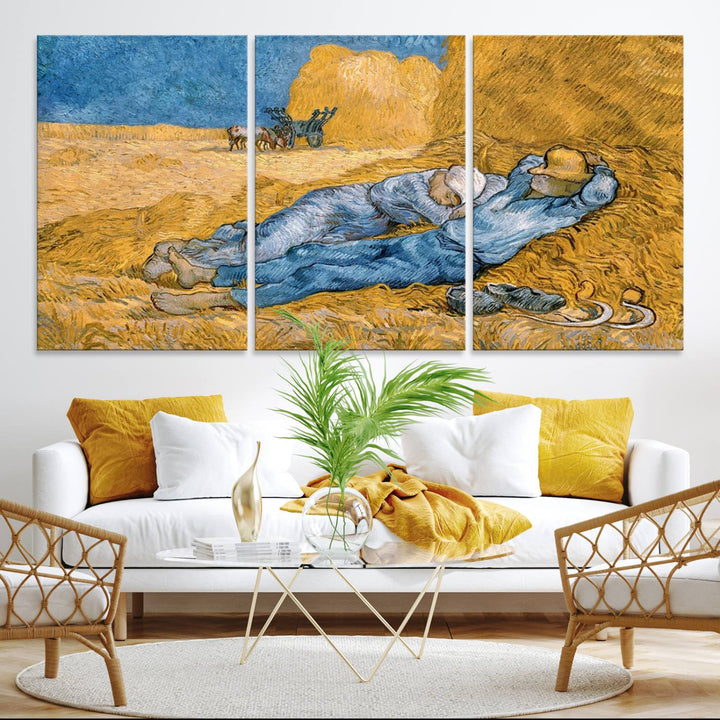 A Vincent Van Gogh Nature canvas print depicting resting farmers.