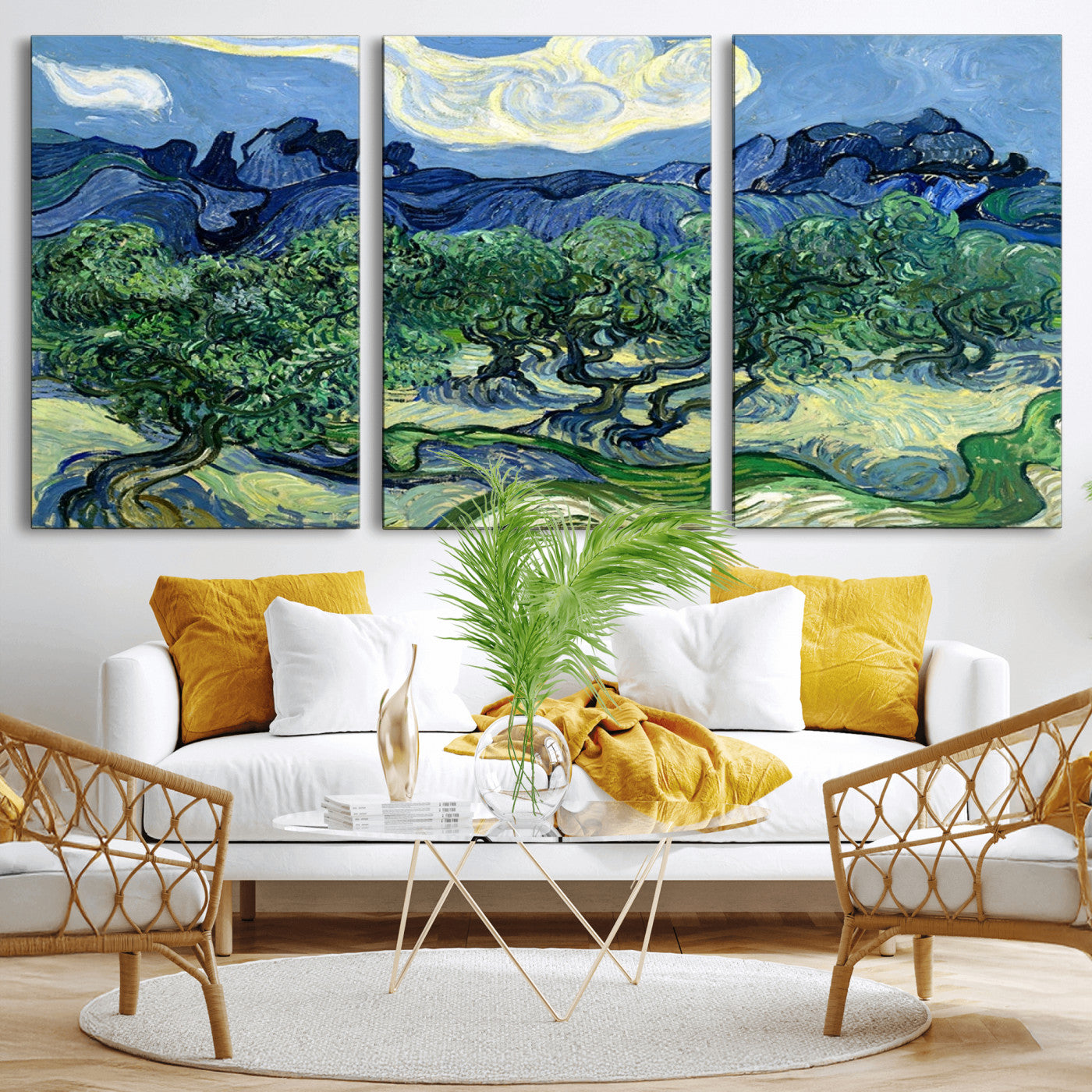 MGV-CV-60X30-3P - Olive Trees Van Gogh Wall Art Canvas Print