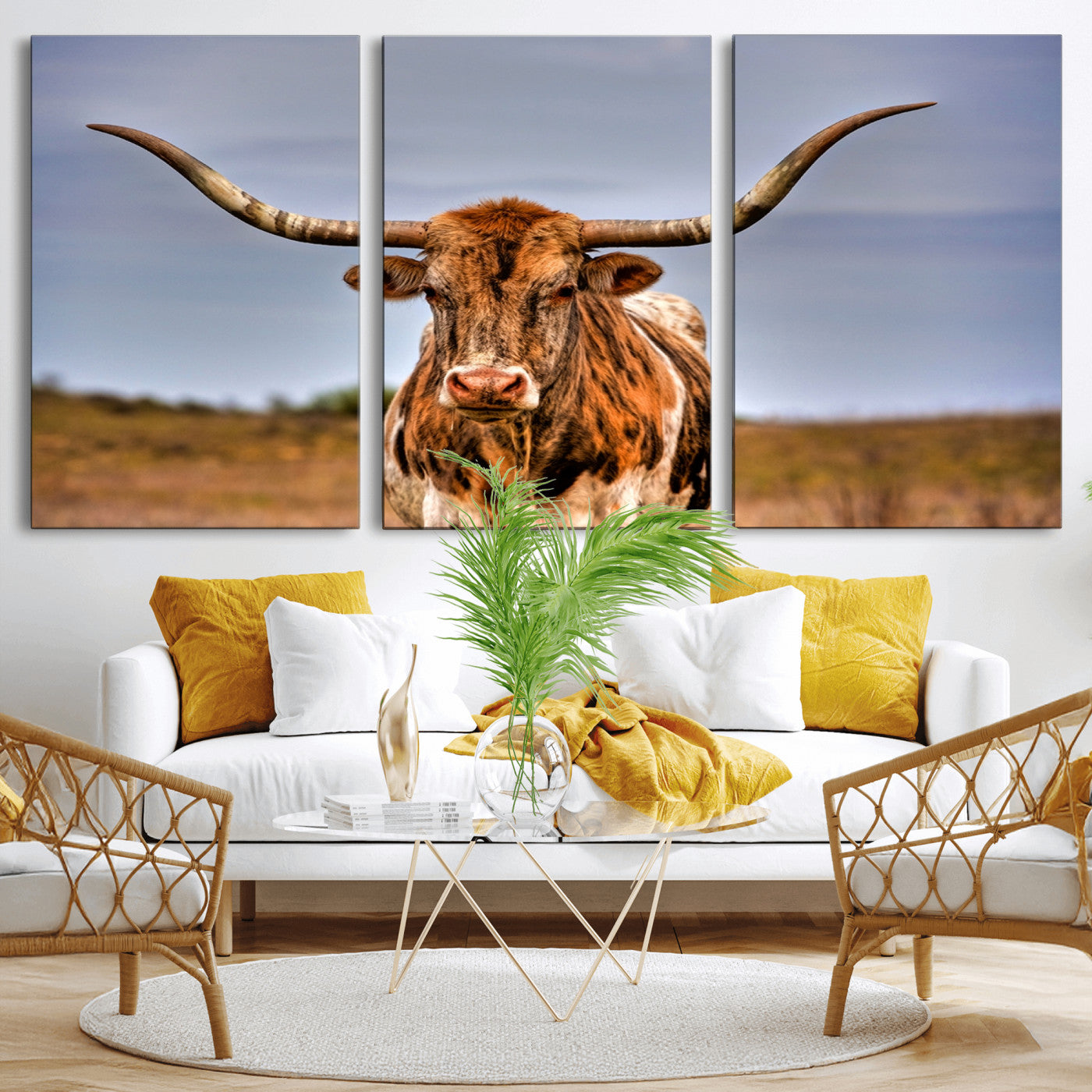 MGV-CV-60X30-3P - Texas Longhorn Wall Art Print