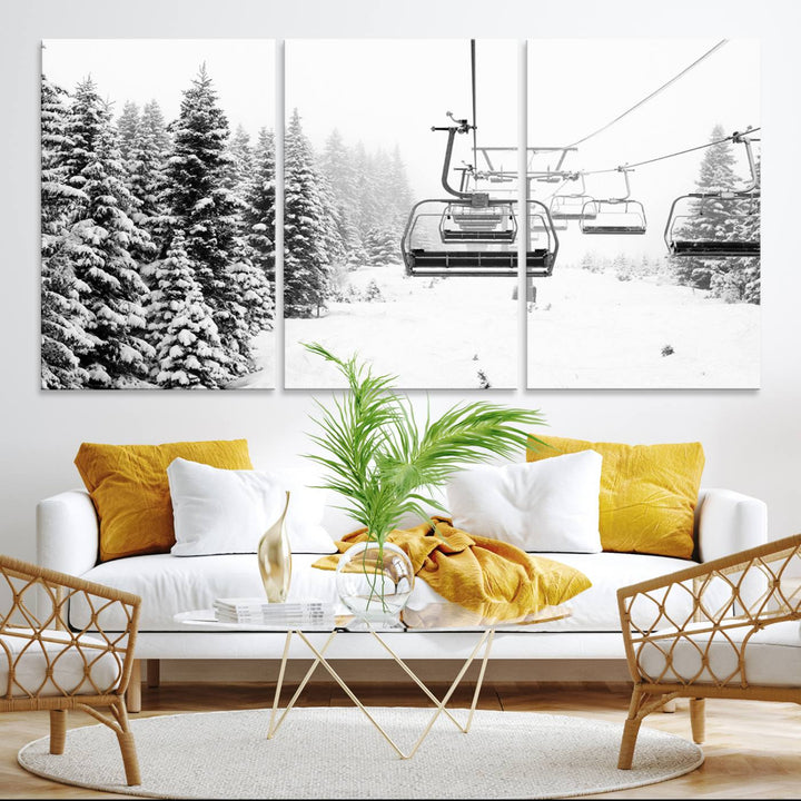 The winter decor features a Ski Lift Wall Art Canvas Print.