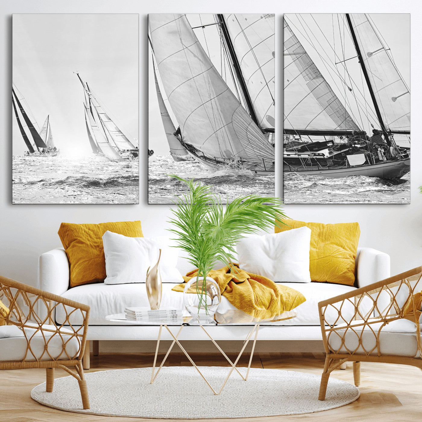MGV-CV-60X30-3P - Yacht Sailboat Regatta Canvas Wall Art Canvas Print