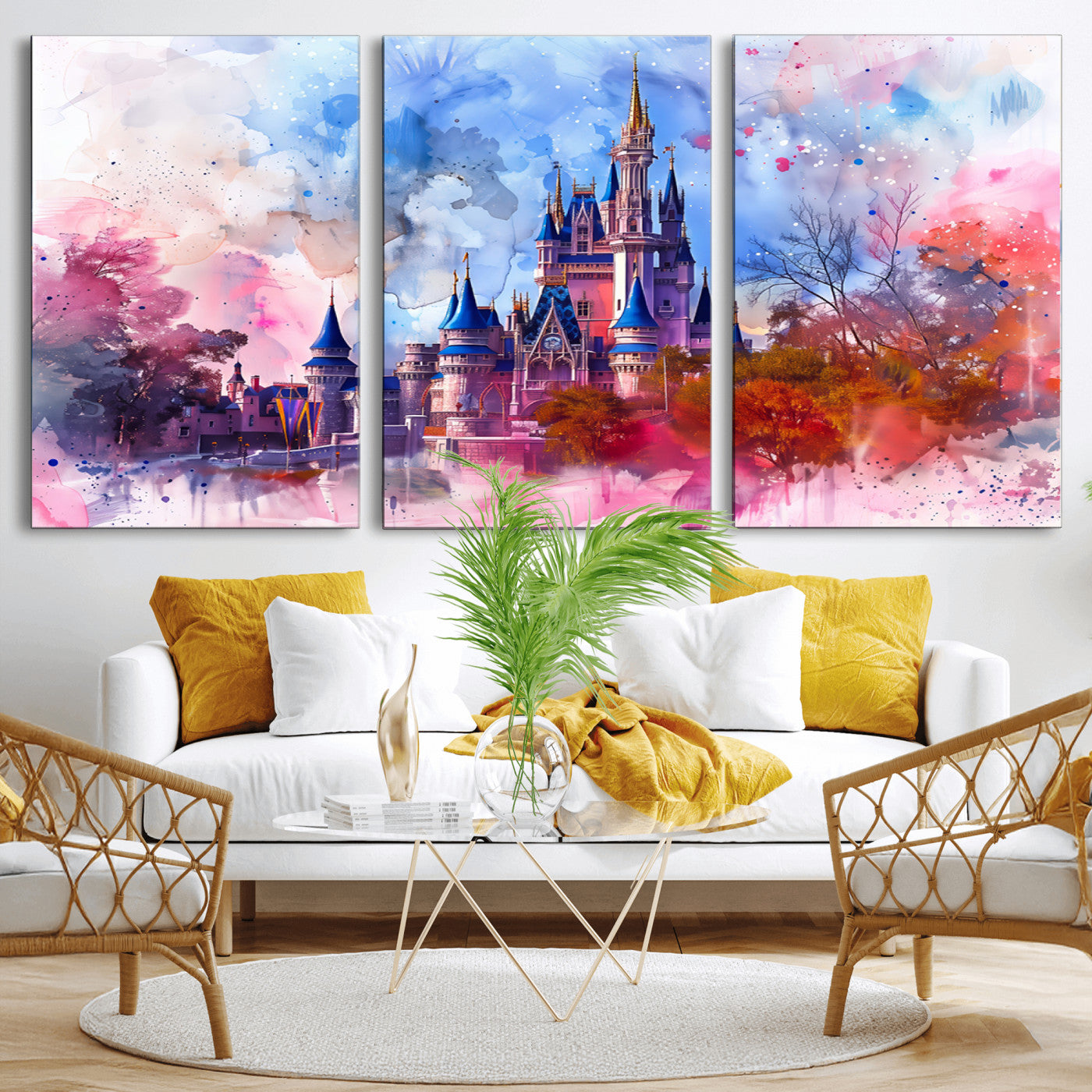 MGV-CV-60X30-3P - Disney Wall Art: Dreamy Watercolor Cinderella Castle Canvas Print