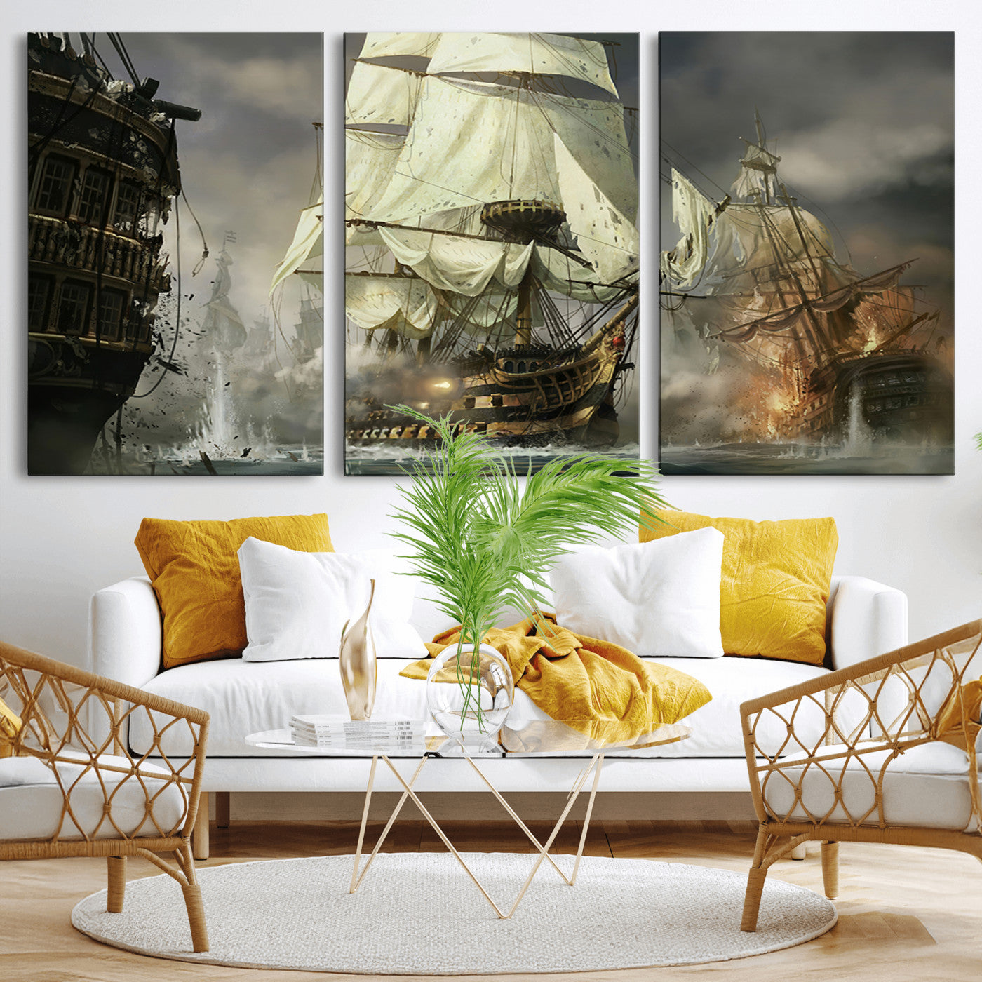 MGV-CV-60X30-3P - Pirate Ship War Wall Art Canvas Print