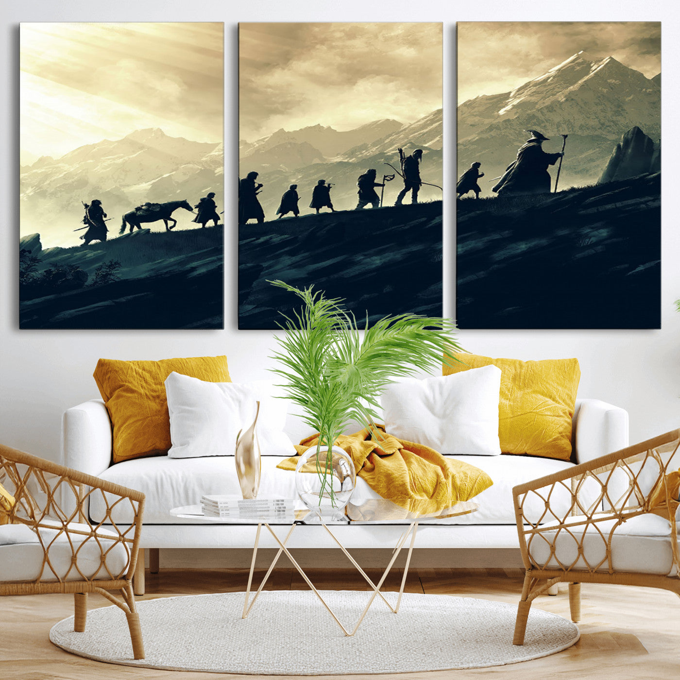 41574-MGV-CV-36X24-Lord of the Rings Silhouette Wall Art Capturing the Epic Quest Through Middle-Earth - The