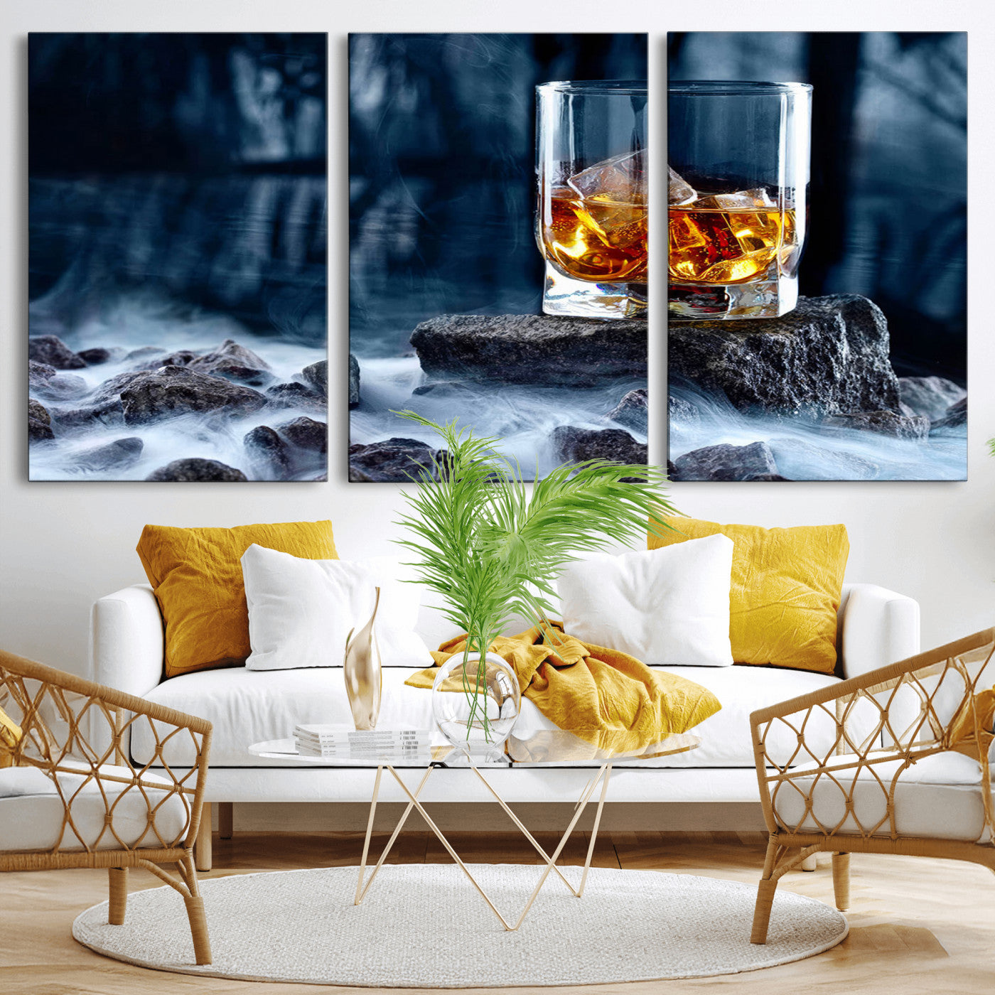 MGV-CV-60X30-3P - Whiskey Ice Wall Art Canvas Print