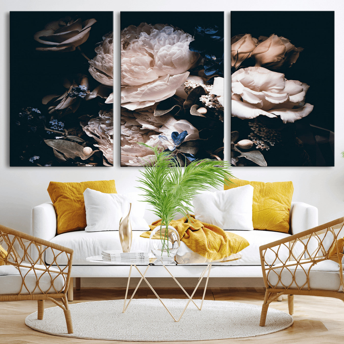 MGV-CV-60X30-3P - Pink Peonies Flowers Large Canvas Art Print
